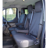 Ford Transit Custom 2013 - 2024 - Driver And Front Double Passenger Seat Covers - Work Tray - Black